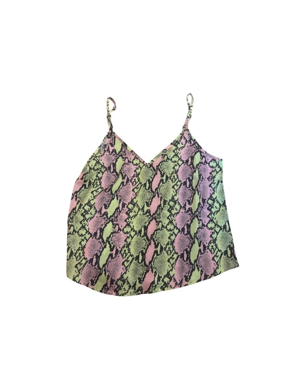 Shein Snake Print Cami Top S Adjustable Straps Pink & Green Festival Summer